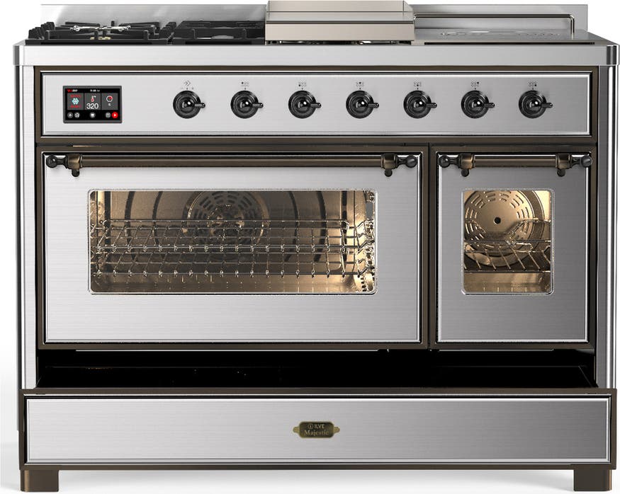 Ilve UM48FSNR3SSB Stainless Steel With Burnished Trim, Natural Gas