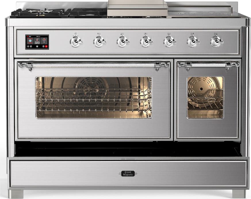 Ilve UM48FSNR3SSC Stainless Steel With Chrome Trim, Natural Gas