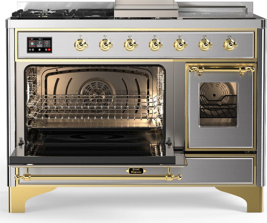 Ilve UM48FSNR3SSG Stainless Steel With Brass Trim, Natural Gas