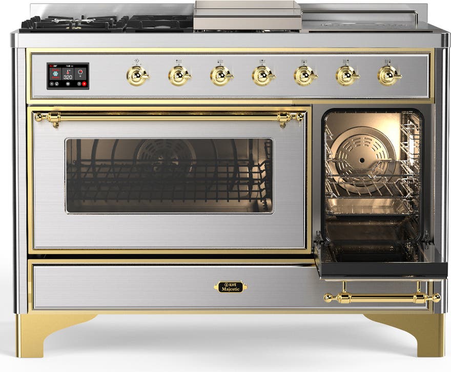 Ilve UM48FSNR3SSG Stainless Steel With Brass Trim, Natural Gas