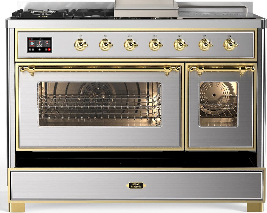Ilve UM48FSNR3SSGLP Stainless Steel With Brass Trim, Liquid Propane