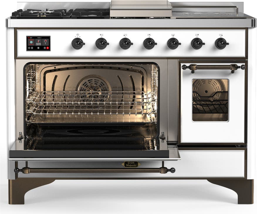 Ilve UM48FSNR3WHBLP White With Burnished Trim, Liquid Propane