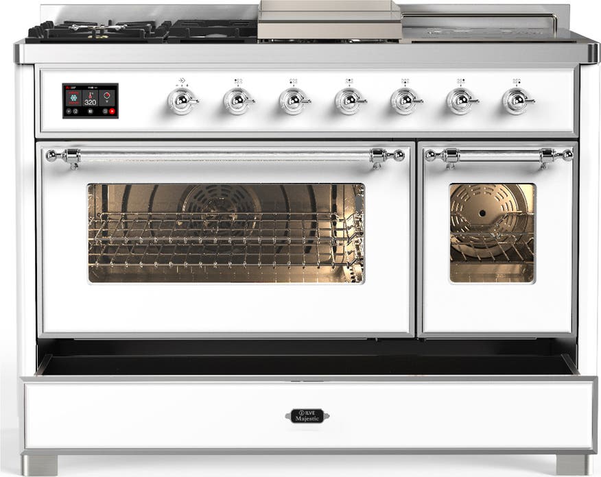 Ilve UM48FSNR3WHC White With Chrome Trim, Natural Gas