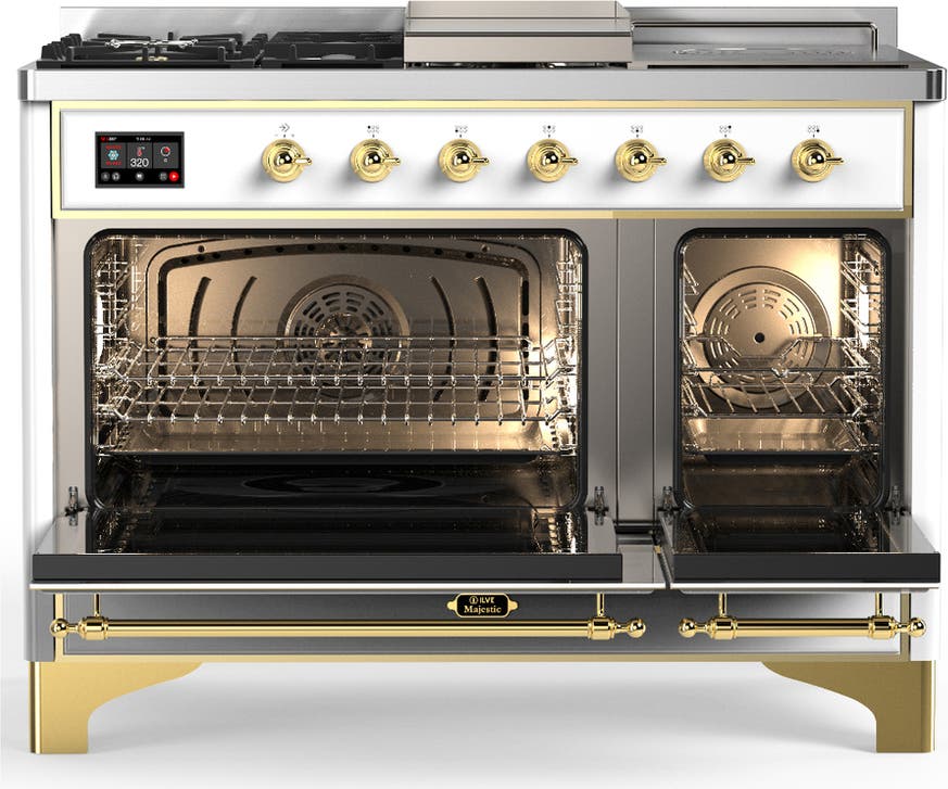Ilve UM48FSNR3WHG White With Brass Trim, Natural Gas