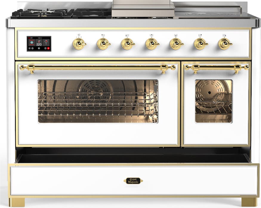 Ilve UM48FSNR3WHG White With Brass Trim, Natural Gas