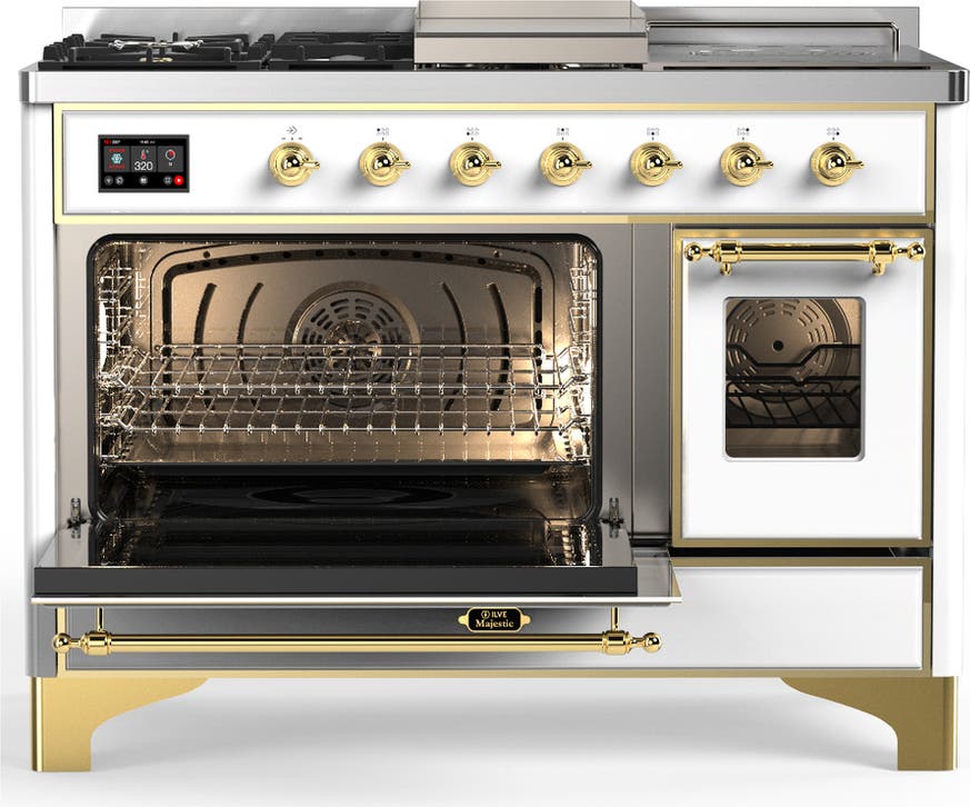Ilve UM48FSNR3WHGLP White With Brass Trim, Liquid Propane