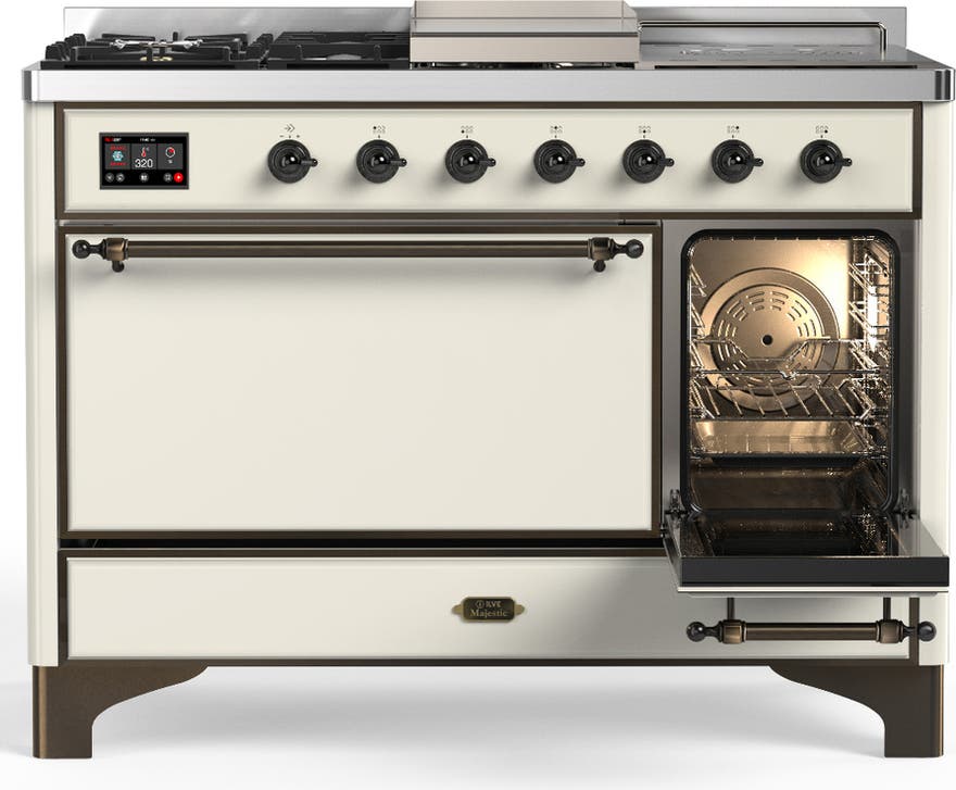 Ilve UM48FSQNR3AWBLP Antique White With Burnished Trim, Liquid Propane