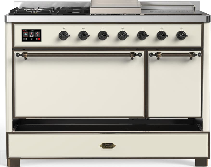 Ilve UM48FSQNR3AWBLP Antique White With Burnished Trim, Liquid Propane