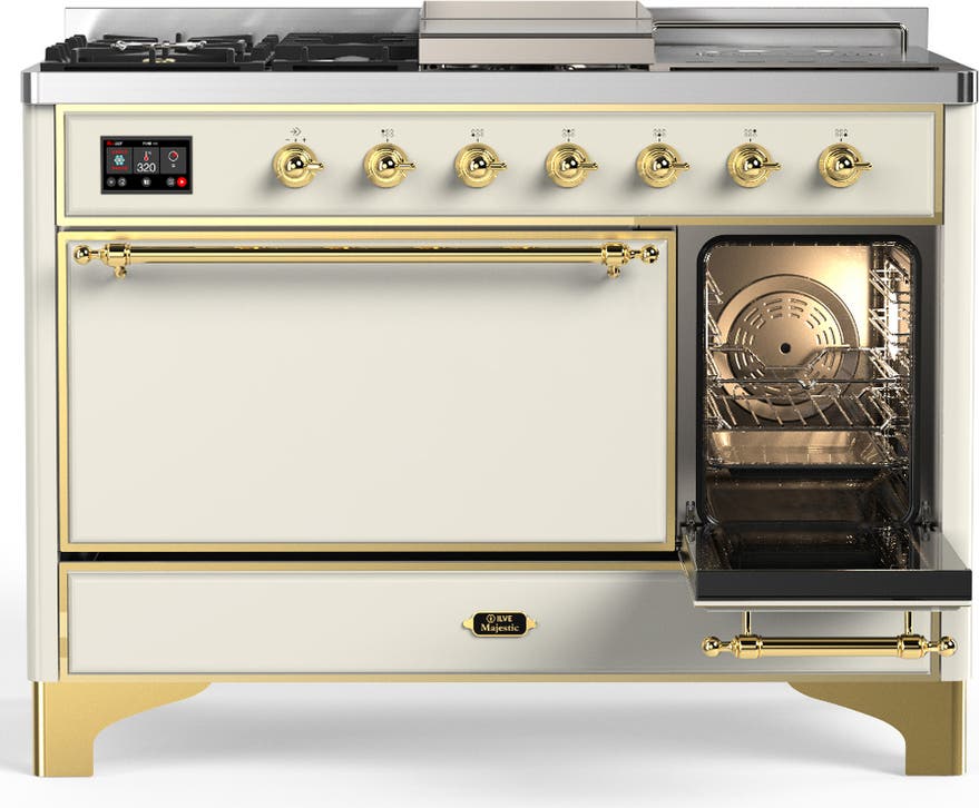 Ilve UM48FSQNR3AWGLP Antique White With Brass Trim, Liquid Propane