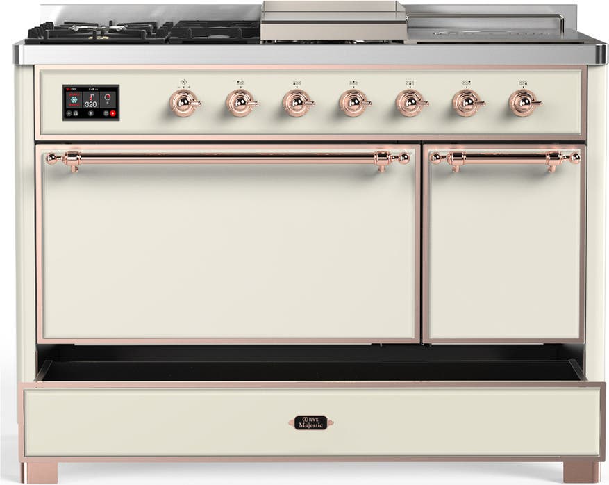 Ilve UM48FSQNR3AWPLP Antique White With Copper Trim, Liquid Propane