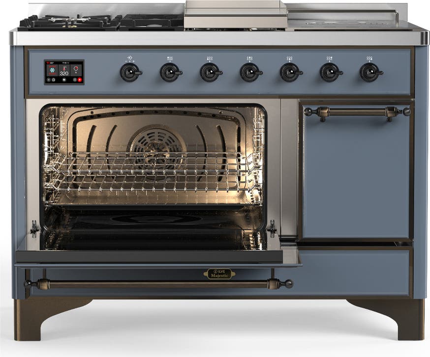 Ilve UM48FSQNR3BGB Blue Grey With Burnished Trim, Natural Gas