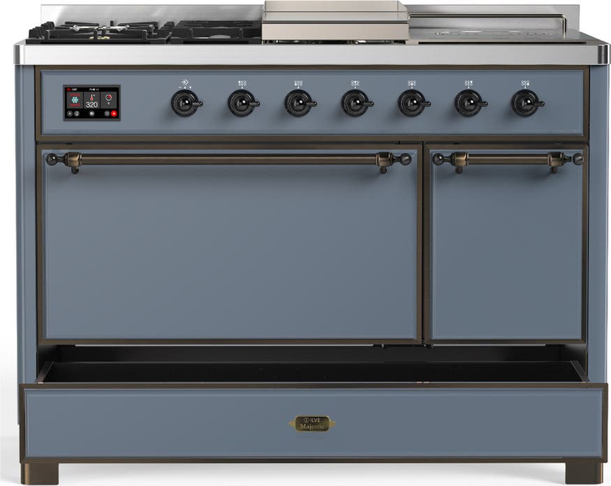 Ilve UM48FSQNR3BGBLP Blue Grey With Burnished Trim, Liquid Propane