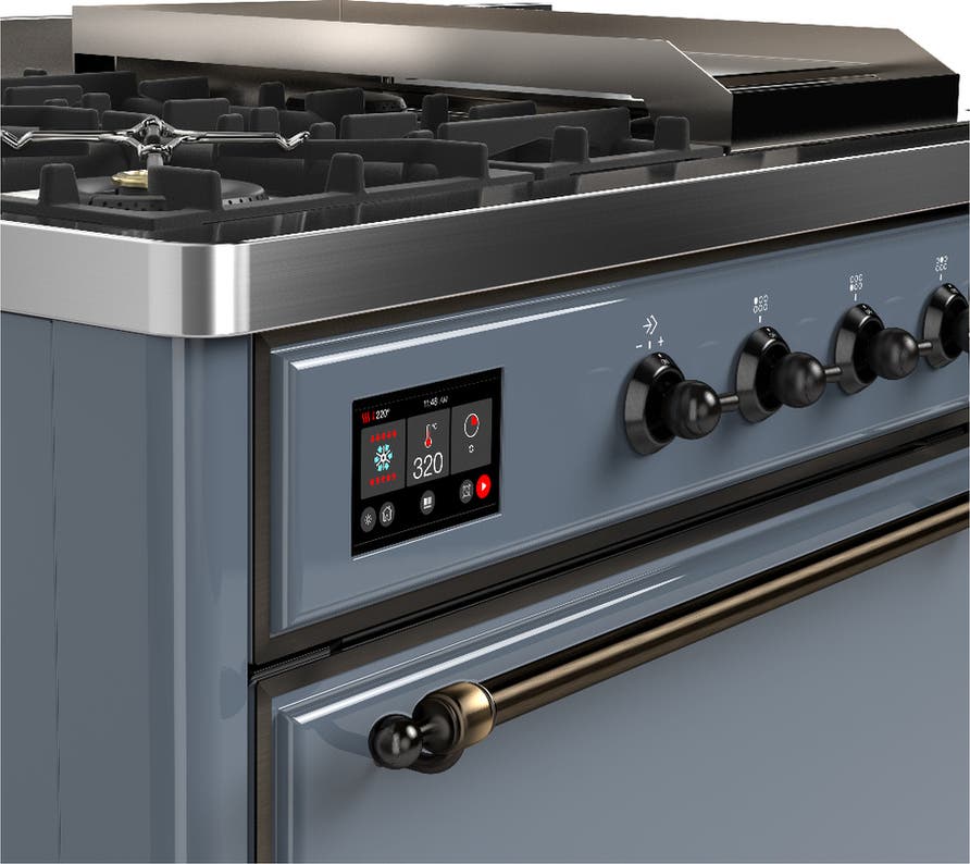 Ilve UM48FSQNR3BGBLP Blue Grey With Burnished Trim, Liquid Propane