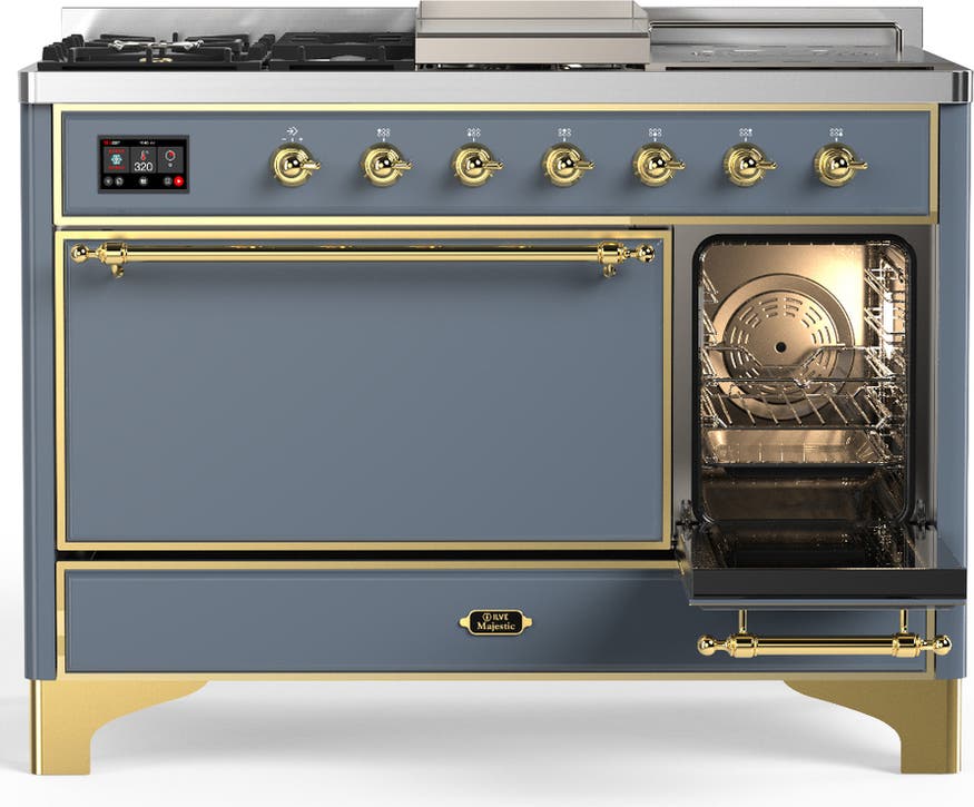Ilve UM48FSQNR3BGG Blue Grey With Brass Trim, Natural Gas