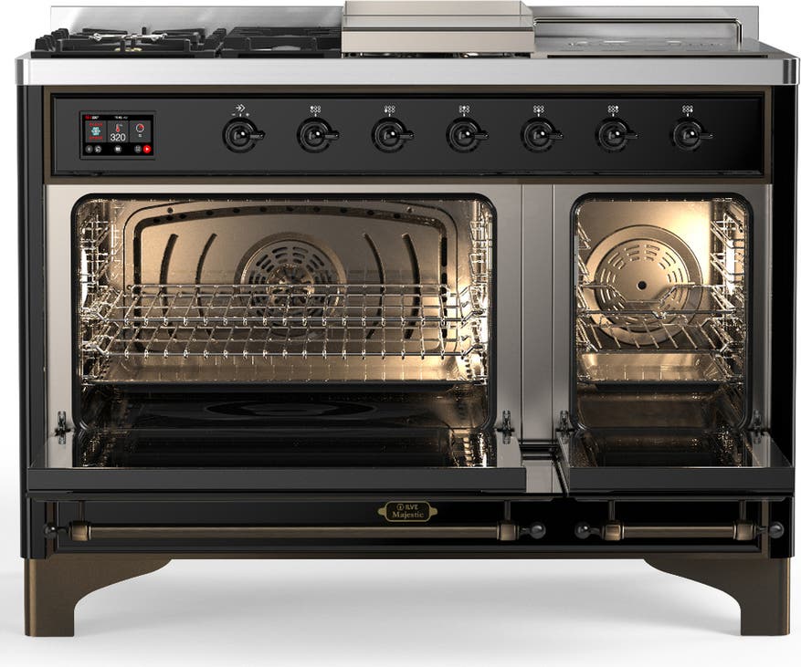 Ilve UM48FSQNR3BKB Glossy Black With Burnished Trim, Natural Gas