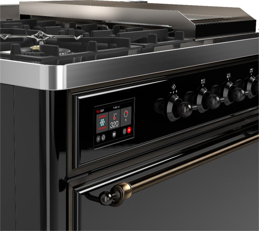 Ilve UM48FSQNR3BKB Glossy Black With Burnished Trim, Natural Gas