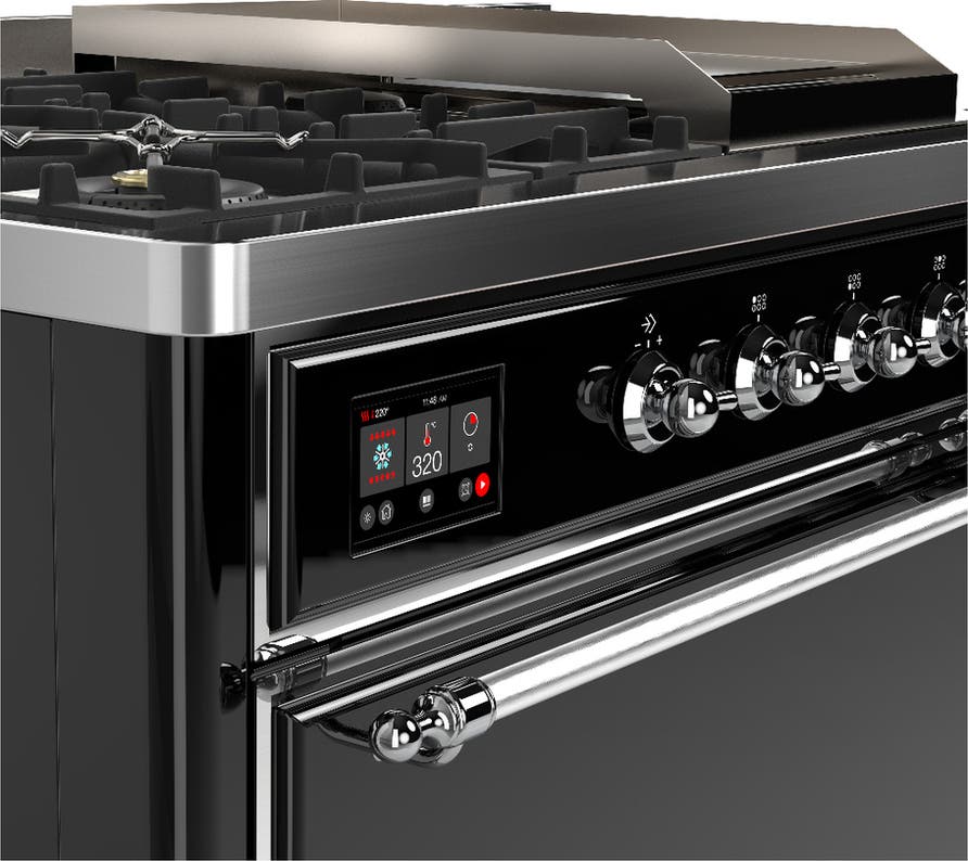 Ilve UM48FSQNR3BKC Glossy Black With Chrome Trim, Natural Gas