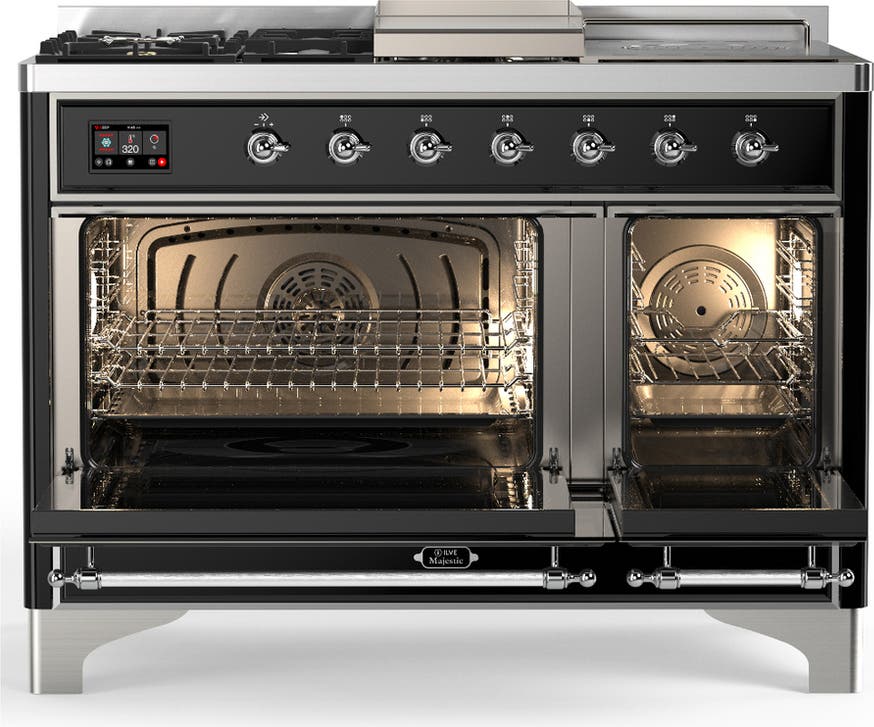 Ilve UM48FSQNR3BKCLP Glossy Black With Chrome Trim, Liquid Propane