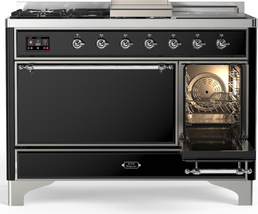 Ilve UM48FSQNR3BKCLP Glossy Black With Chrome Trim, Liquid Propane