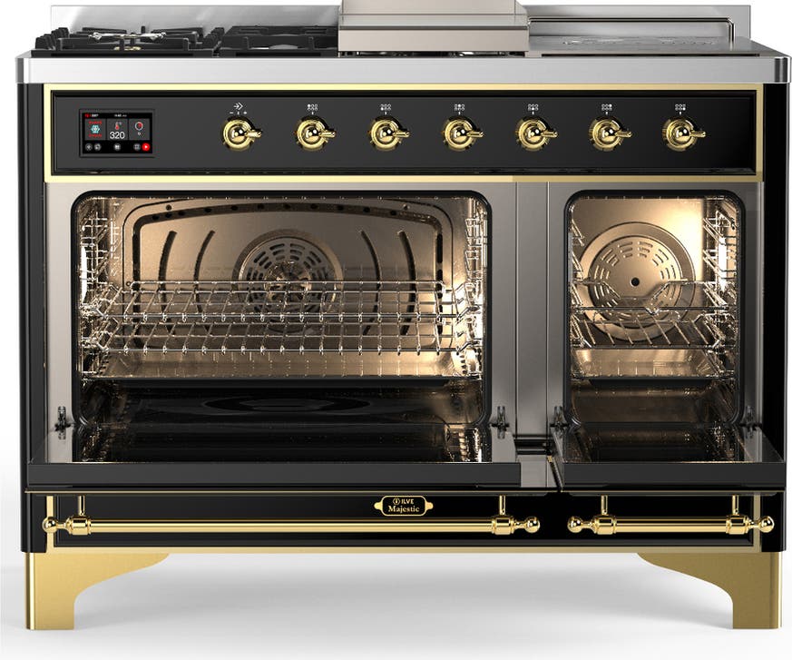 Ilve UM48FSQNR3BKG Glossy Black With Brass Trim, Natural Gas