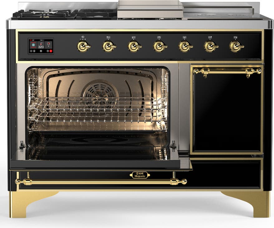 Ilve UM48FSQNR3BKG Glossy Black With Brass Trim, Natural Gas