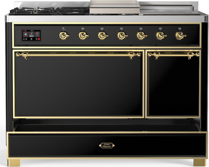 Ilve UM48FSQNR3BKG Glossy Black With Brass Trim, Natural Gas