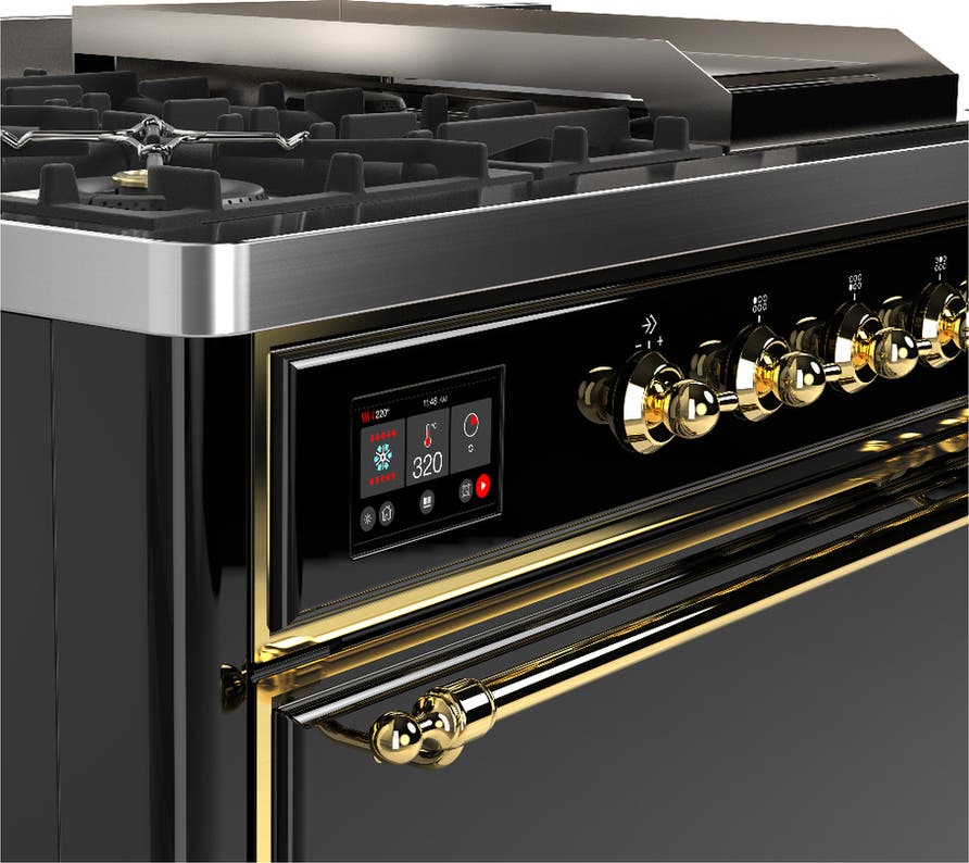 Ilve UM48FSQNR3BKG Glossy Black With Brass Trim, Natural Gas