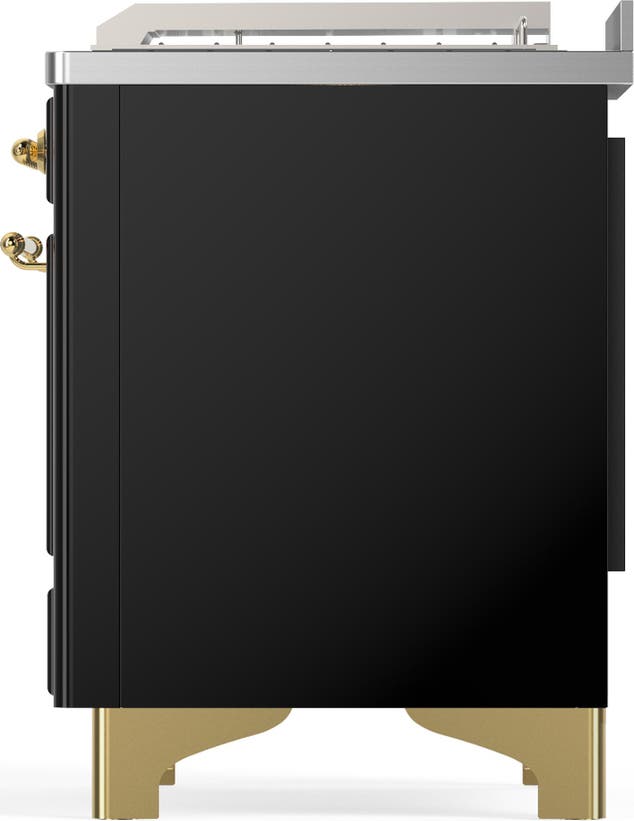 Ilve UM48FSQNR3BKGLP Glossy Black With Brass Trim, Liquid Propane