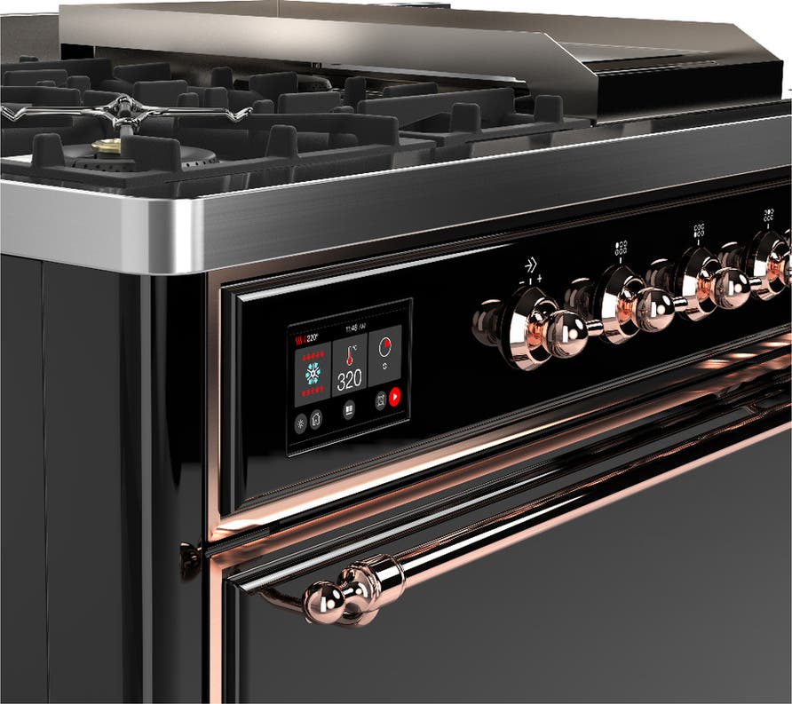 Ilve UM48FSQNR3BKP Glossy Black With Copper Trim, Natural Gas