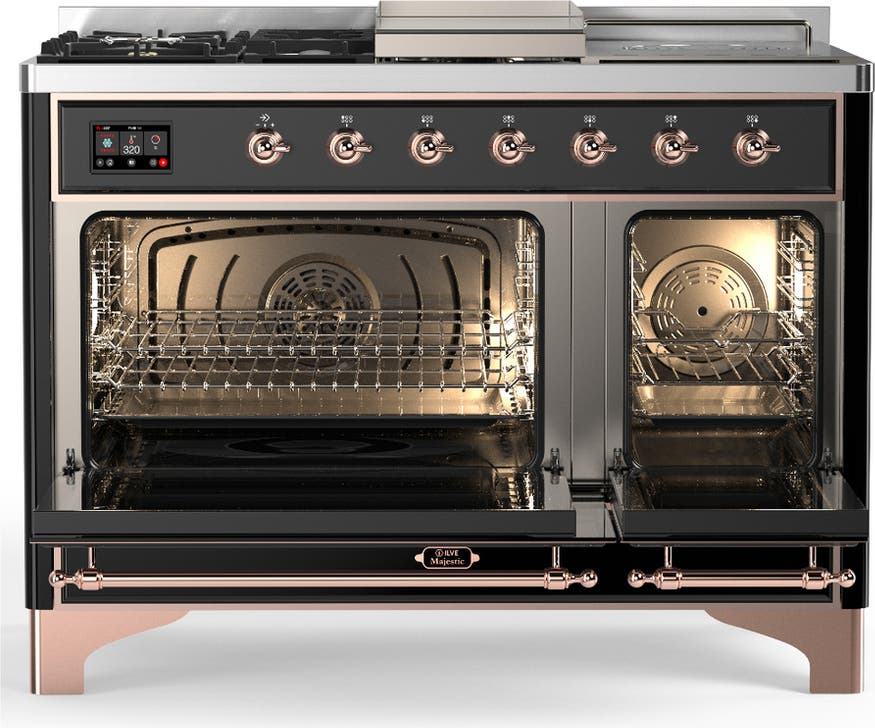 Ilve UM48FSQNR3BKPLP Glossy Black With Copper Trim, Liquid Propane