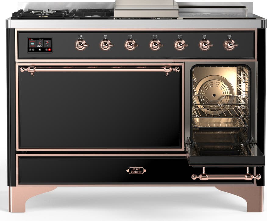 Ilve UM48FSQNR3BKPLP Glossy Black With Copper Trim, Liquid Propane