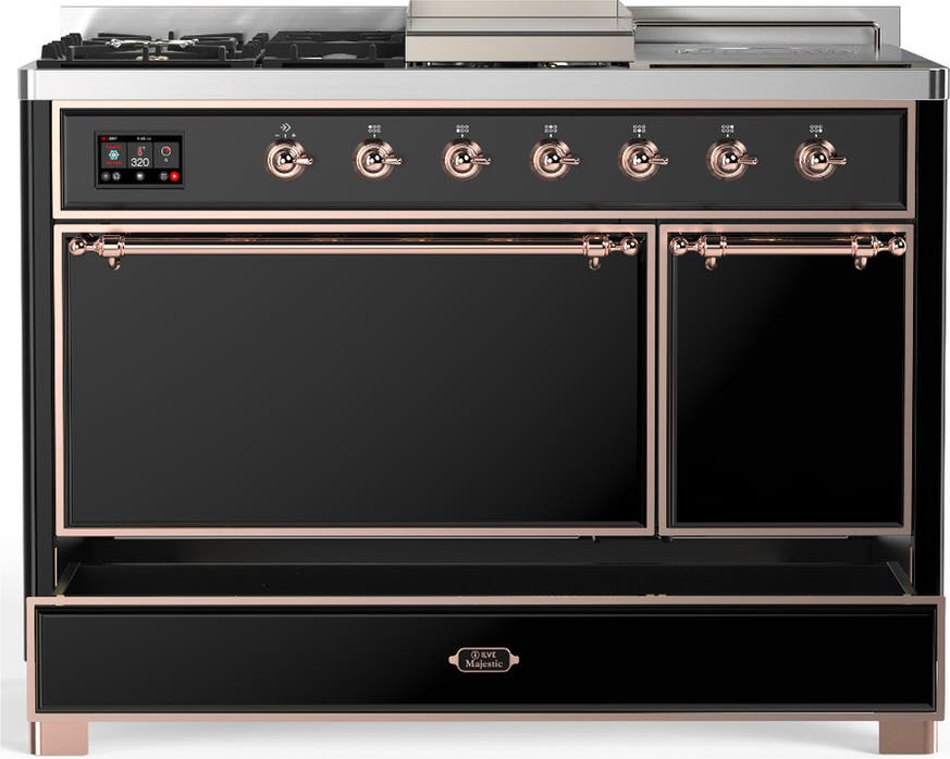 Ilve UM48FSQNR3BKPLP Glossy Black With Copper Trim, Liquid Propane