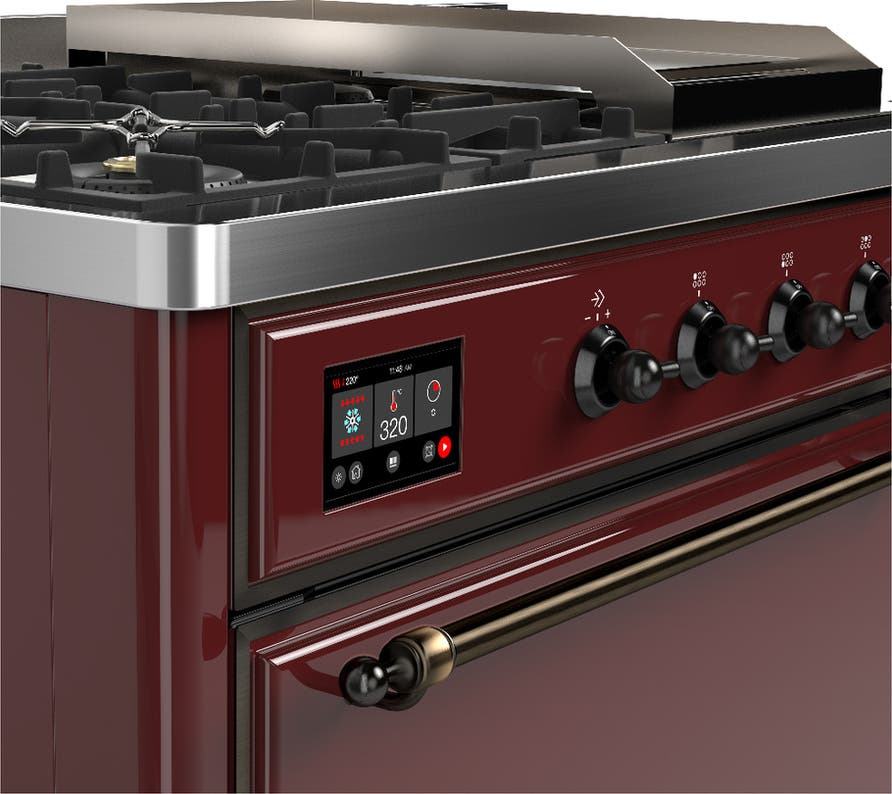 Ilve UM48FSQNR3BUB Burgundy With Burnished Trim, Natural Gas