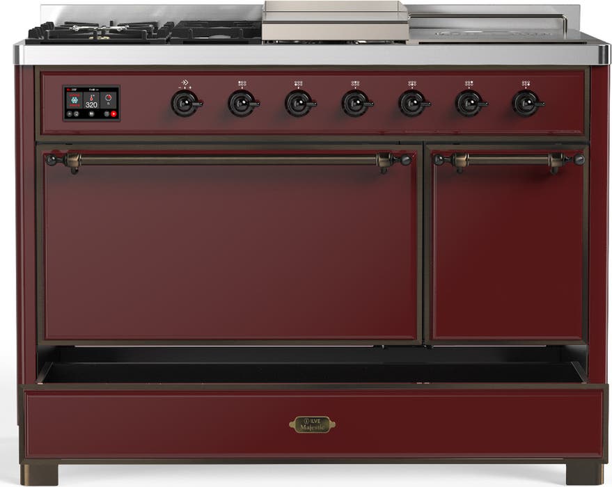 Ilve UM48FSQNR3BUBLP Burgundy With Burnished Trim, Liquid Propane