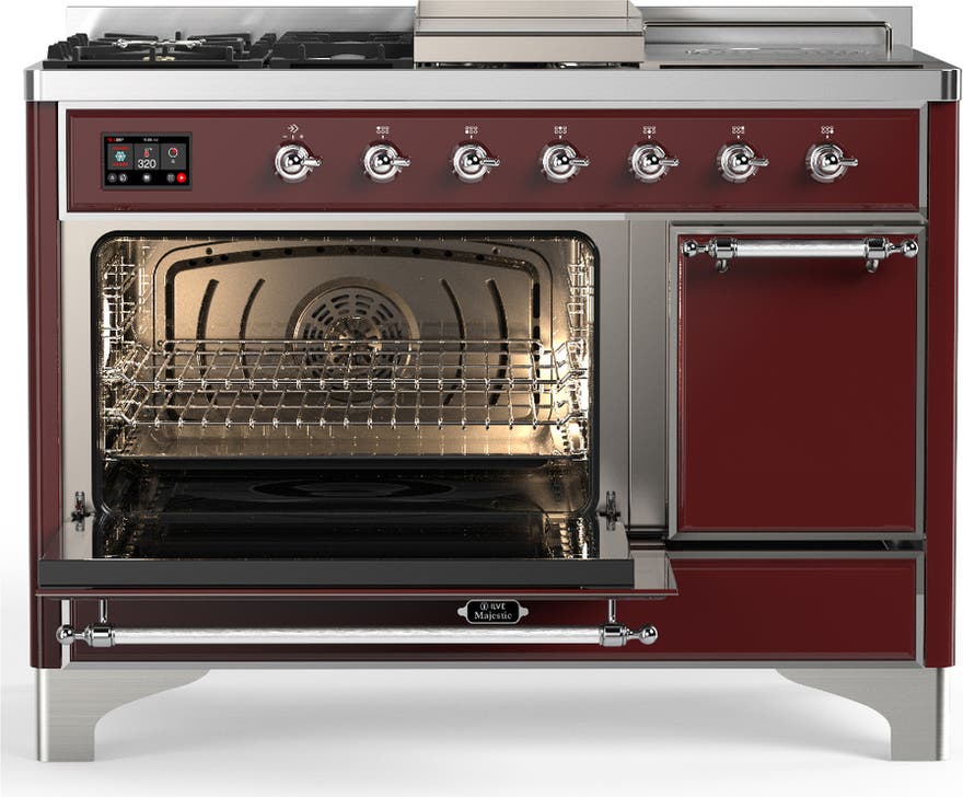 Ilve UM48FSQNR3BUC Burgundy With Chrome Trim, Natural Gas