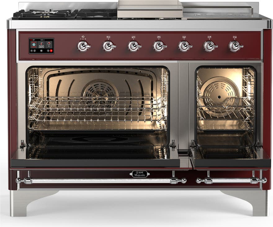 Ilve UM48FSQNR3BUCLP Burgundy With Chrome Trim, Liquid Propane