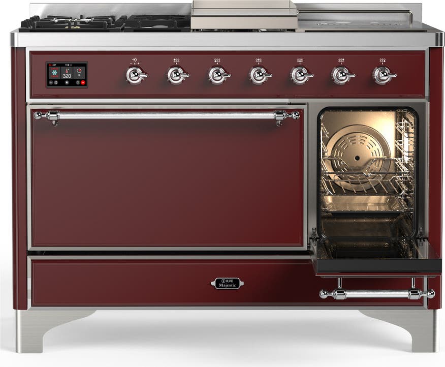 Ilve UM48FSQNR3BUCLP Burgundy With Chrome Trim, Liquid Propane