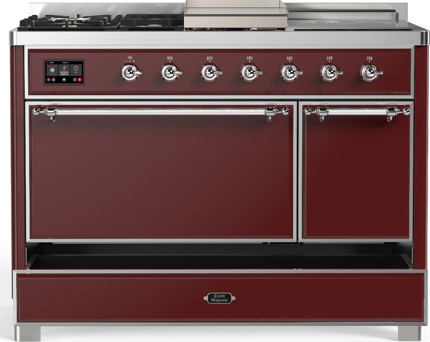 Ilve UM48FSQNR3BUCLP Burgundy With Chrome Trim, Liquid Propane