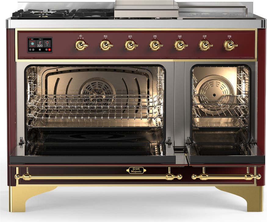 Ilve UM48FSQNR3BUG Burgundy With Brass Trim, Natural Gas