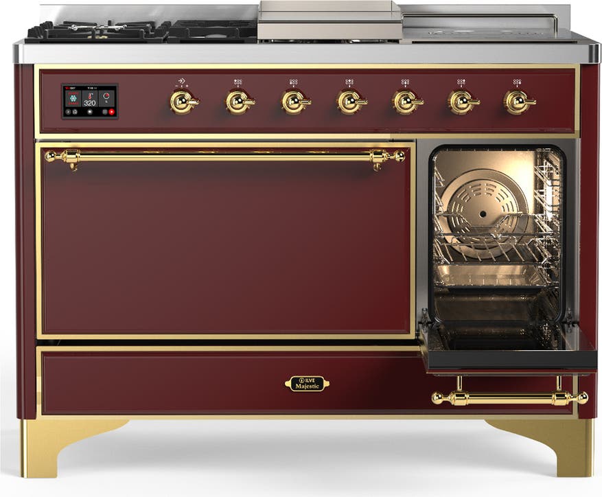 Ilve UM48FSQNR3BUG Burgundy With Brass Trim, Natural Gas