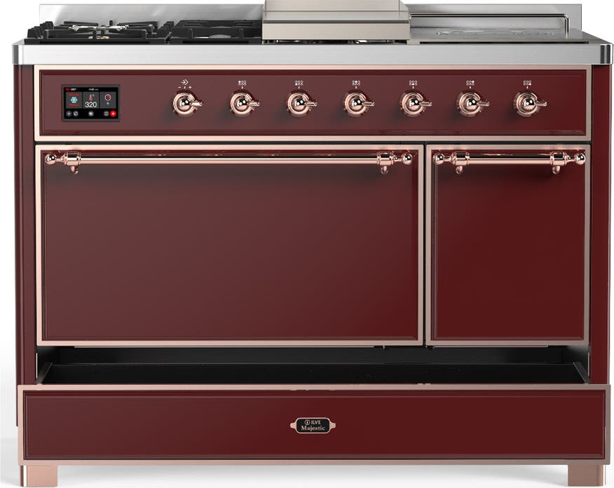 Ilve UM48FSQNR3BUP Burgundy With Copper Trim, Natural Gas