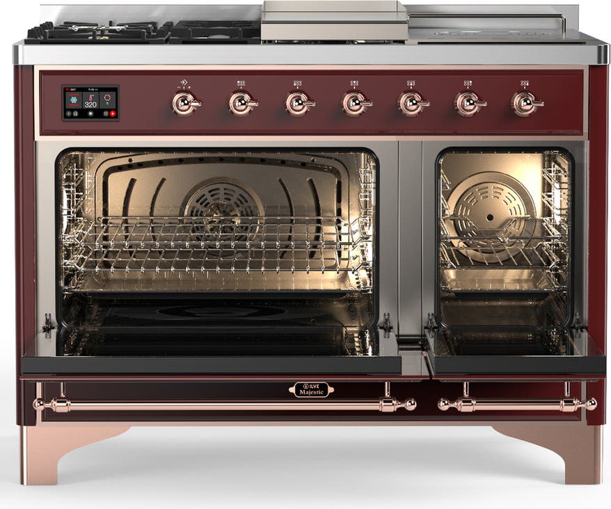 Ilve UM48FSQNR3BUPLP Burgundy With Copper Trim, Liquid Propane