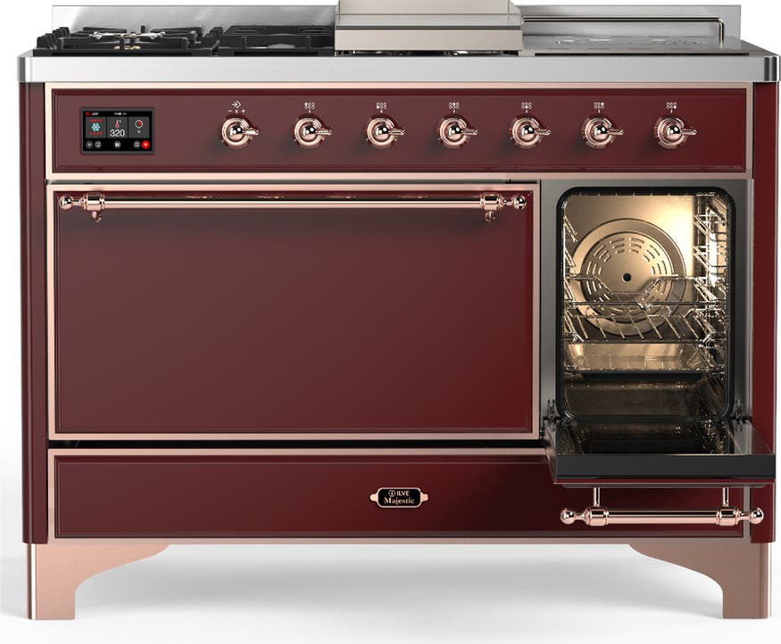 Ilve UM48FSQNR3BUPLP Burgundy With Copper Trim, Liquid Propane