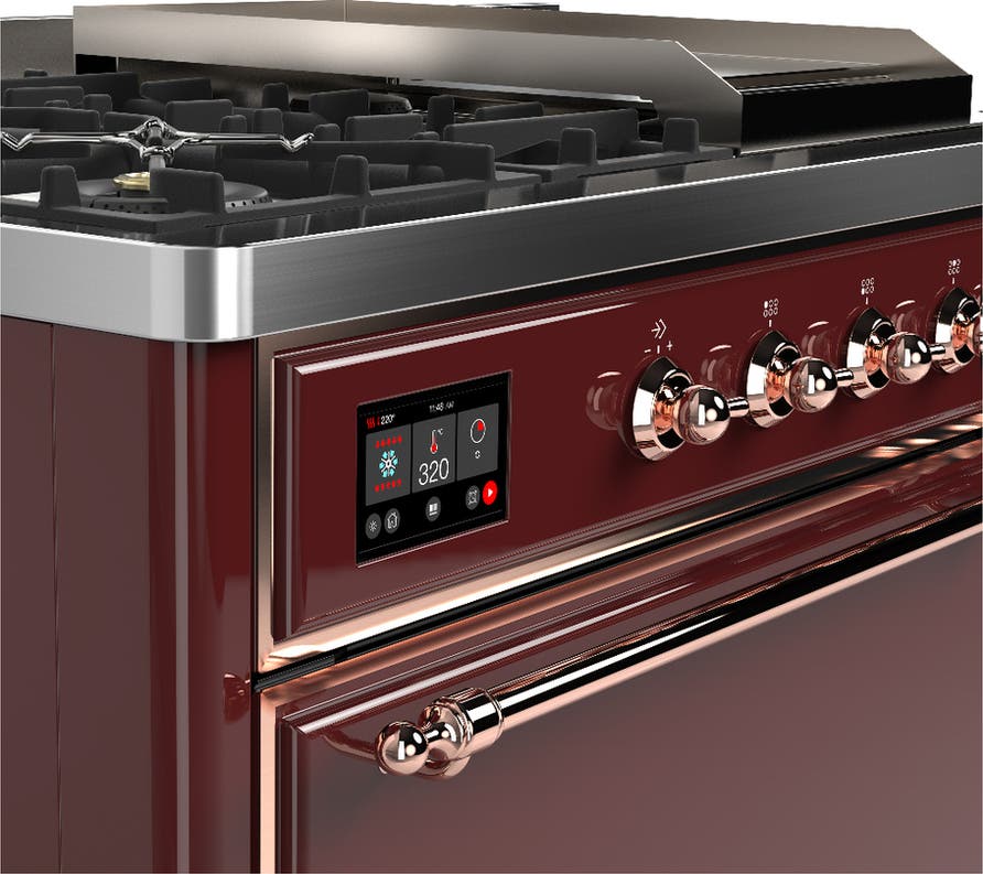 Ilve UM48FSQNR3BUPLP Burgundy With Copper Trim, Liquid Propane