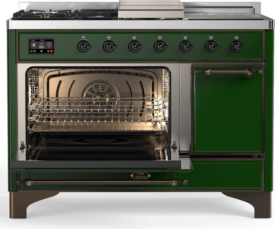Ilve UM48FSQNR3EGBLP Emerald Green With Burnished Trim, Liquid Propane
