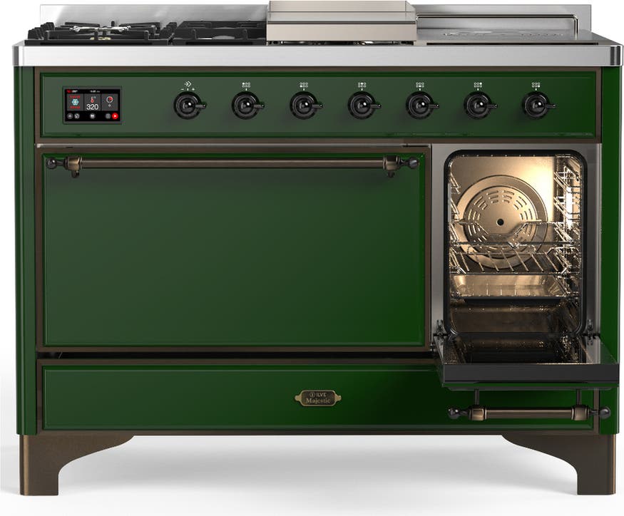 Ilve UM48FSQNR3EGBLP Emerald Green With Burnished Trim, Liquid Propane