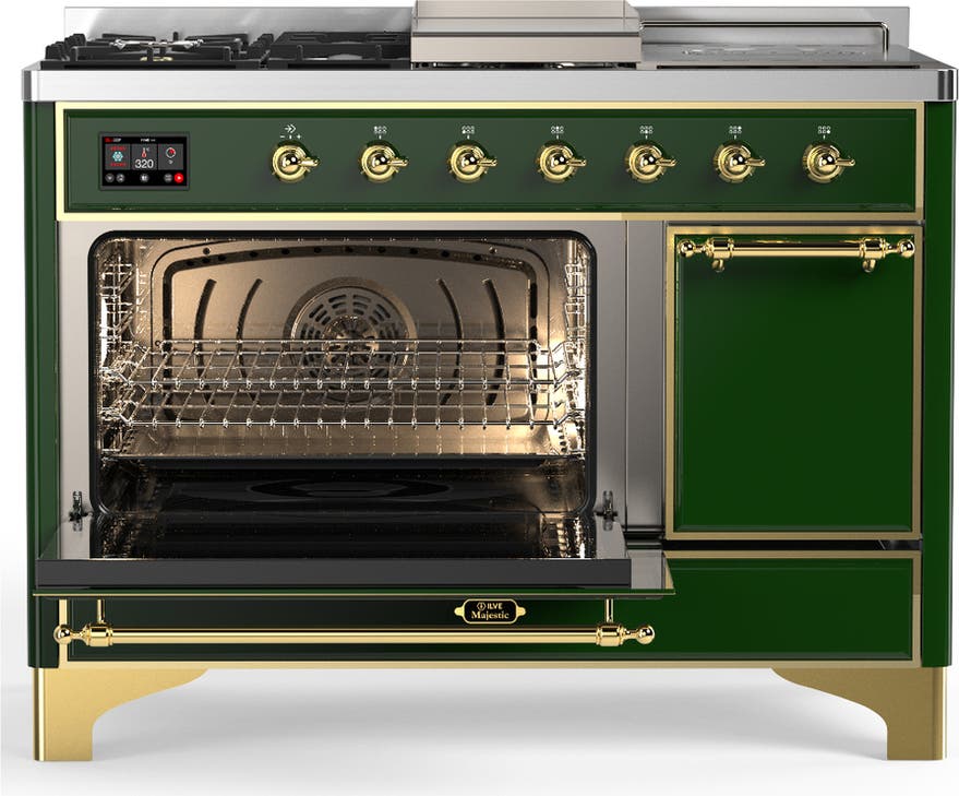 Ilve UM48FSQNR3EGG Emerald Green With Brass Trim, Natural Gas