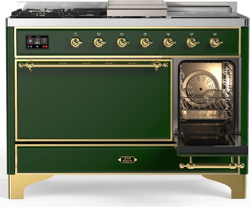 Ilve UM48FSQNR3EGG Emerald Green With Brass Trim, Natural Gas