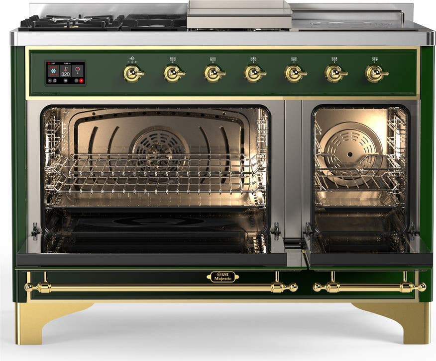 Ilve UM48FSQNR3EGGLP Emerald Green With Brass Trim, Liquid Propane