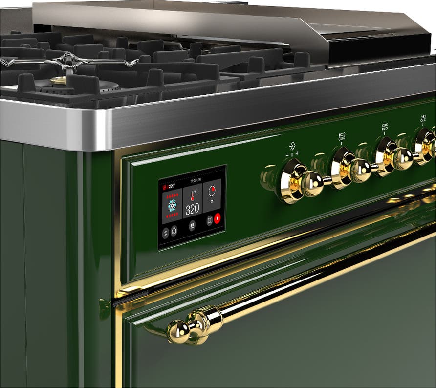 Ilve UM48FSQNR3EGGLP Emerald Green With Brass Trim, Liquid Propane